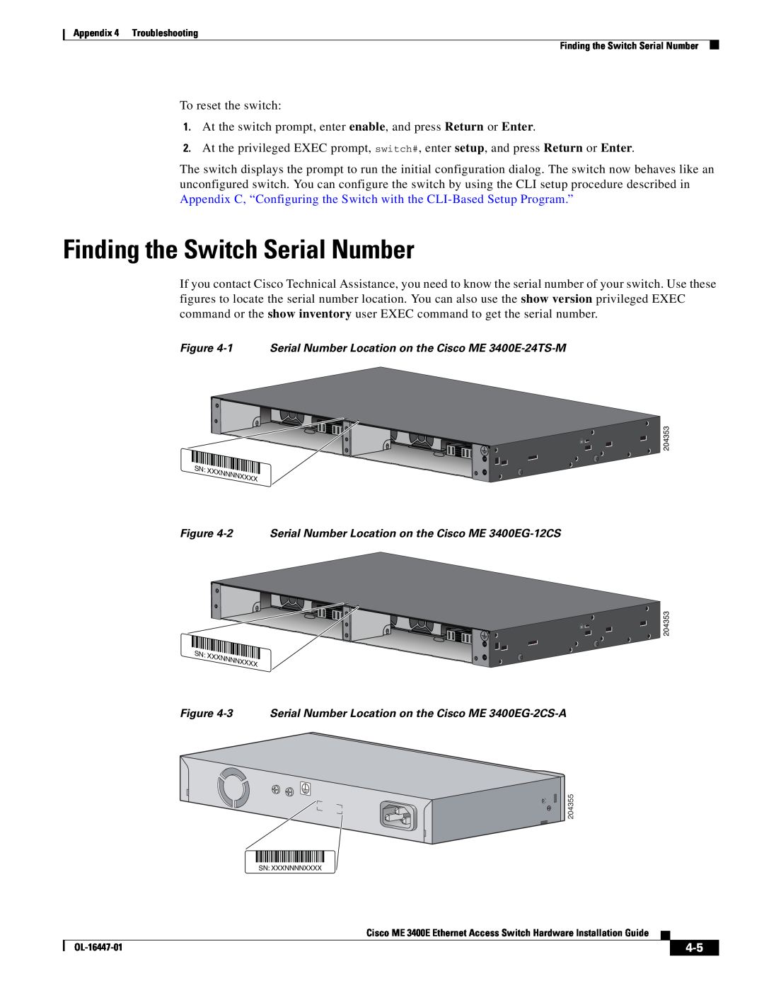 Cisco Systems OL-16447-01 manual Finding the Switch Serial Number 