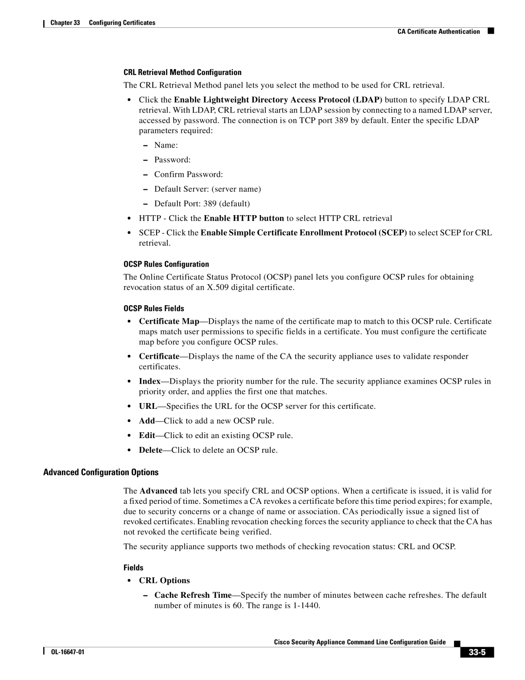 Cisco Systems OL-16647-01 manual Advanced Configuration Options, 33-5 