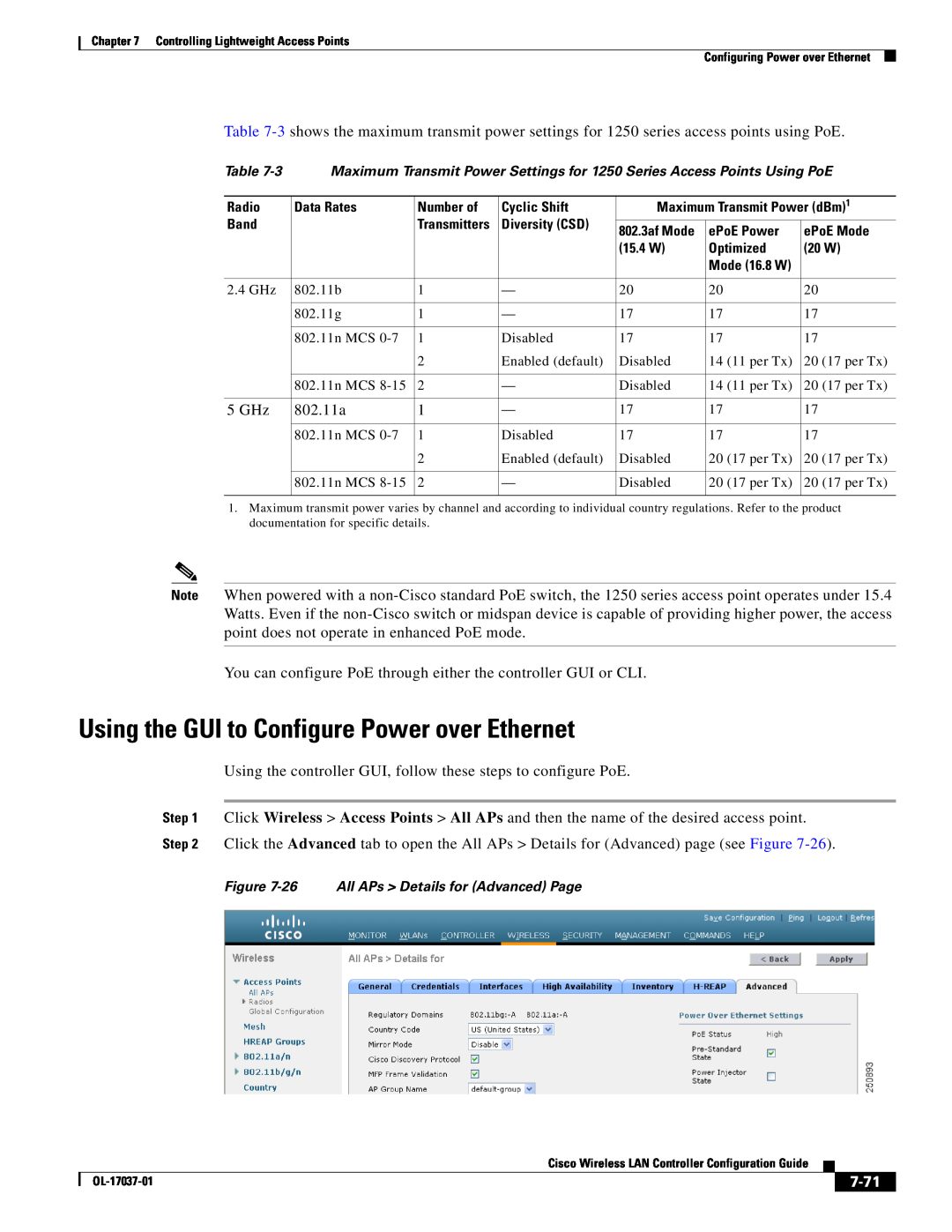 Cisco Systems OL-17037-01 manual Using the GUI to Configure Power over Ethernet, 7-71 