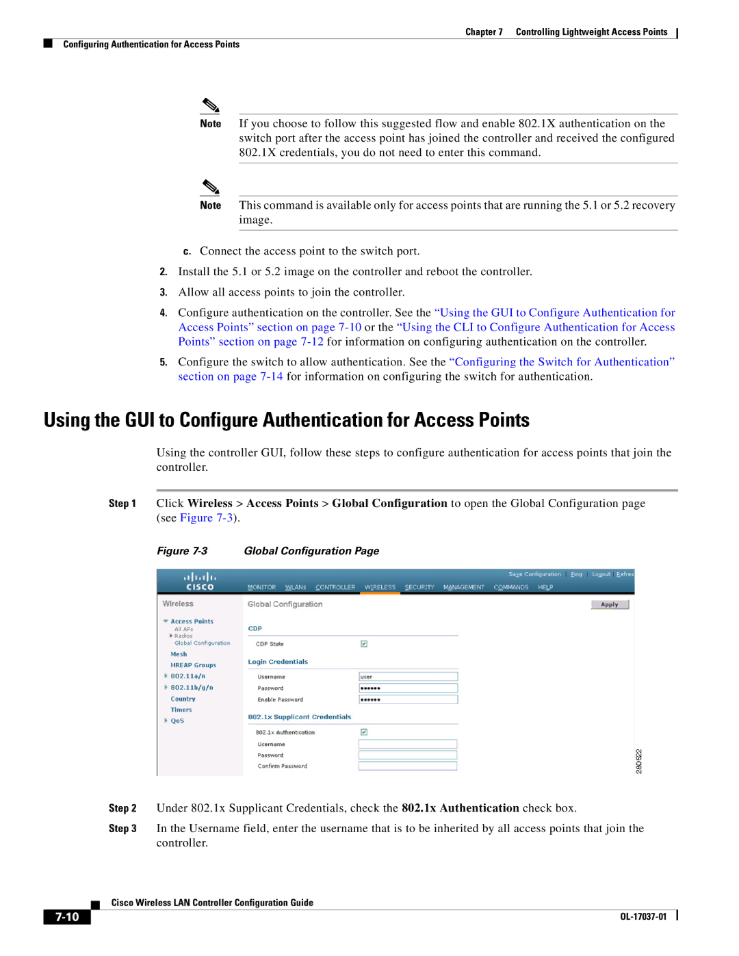 Cisco Systems OL-17037-01 manual Using the GUI to Configure Authentication for Access Points, Controller 