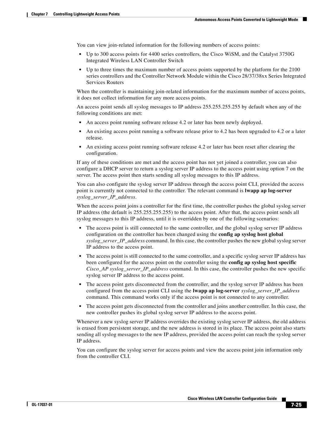 Cisco Systems OL-17037-01 manual Controlling Lightweight Access Points 