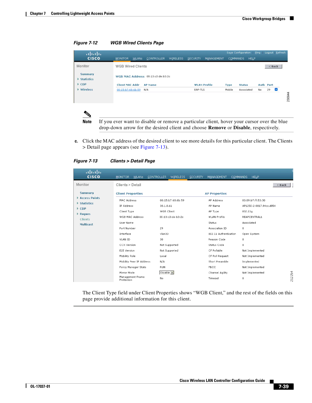 Cisco Systems OL-17037-01 manual WGB Wired Clients 