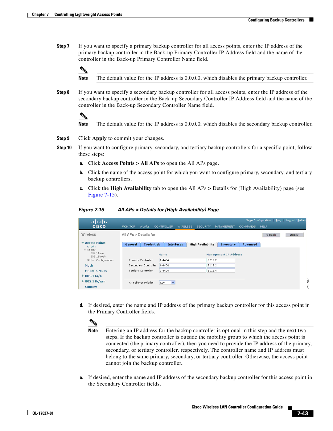 Cisco Systems OL-17037-01 manual All APs Details for High Availability 