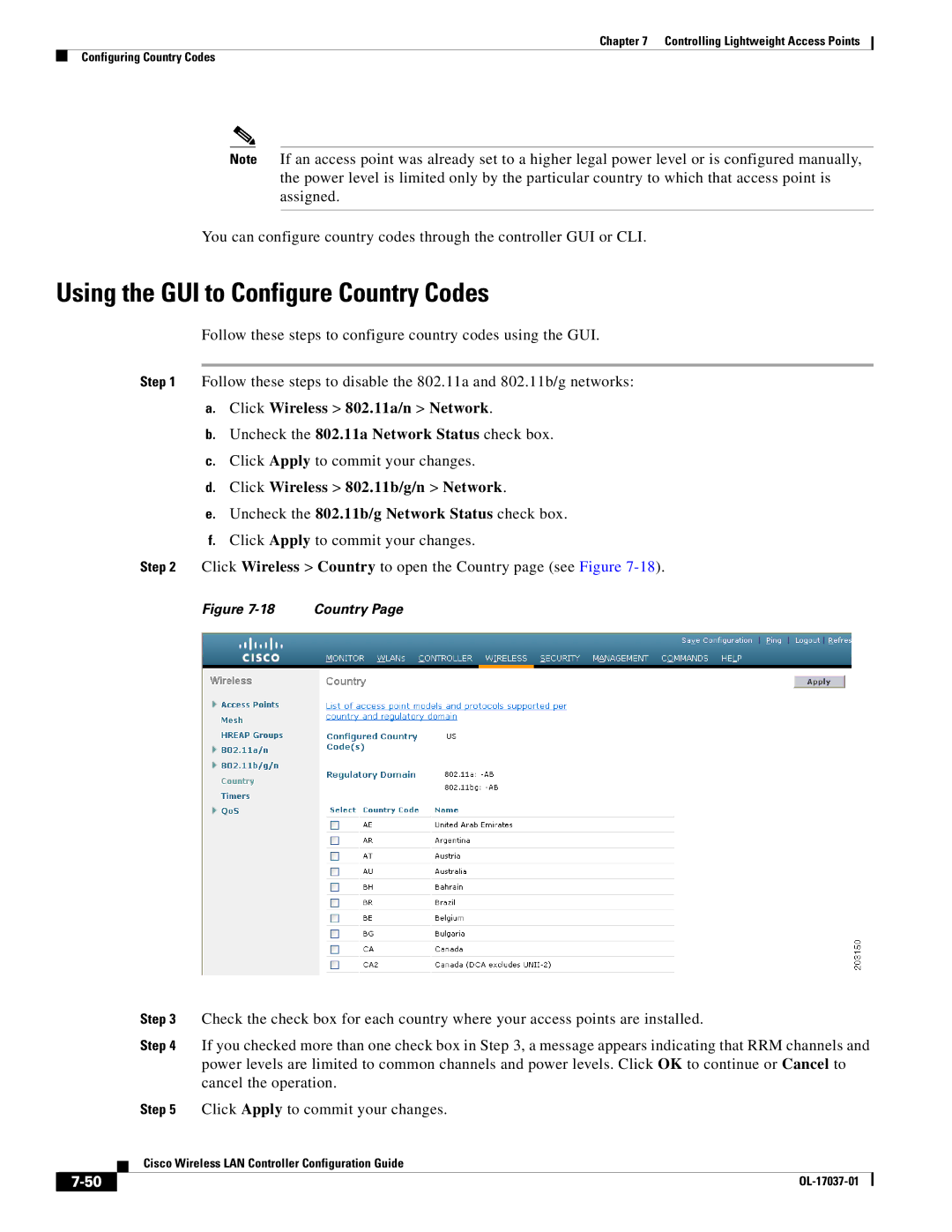 Cisco Systems OL-17037-01 manual Using the GUI to Configure Country Codes 