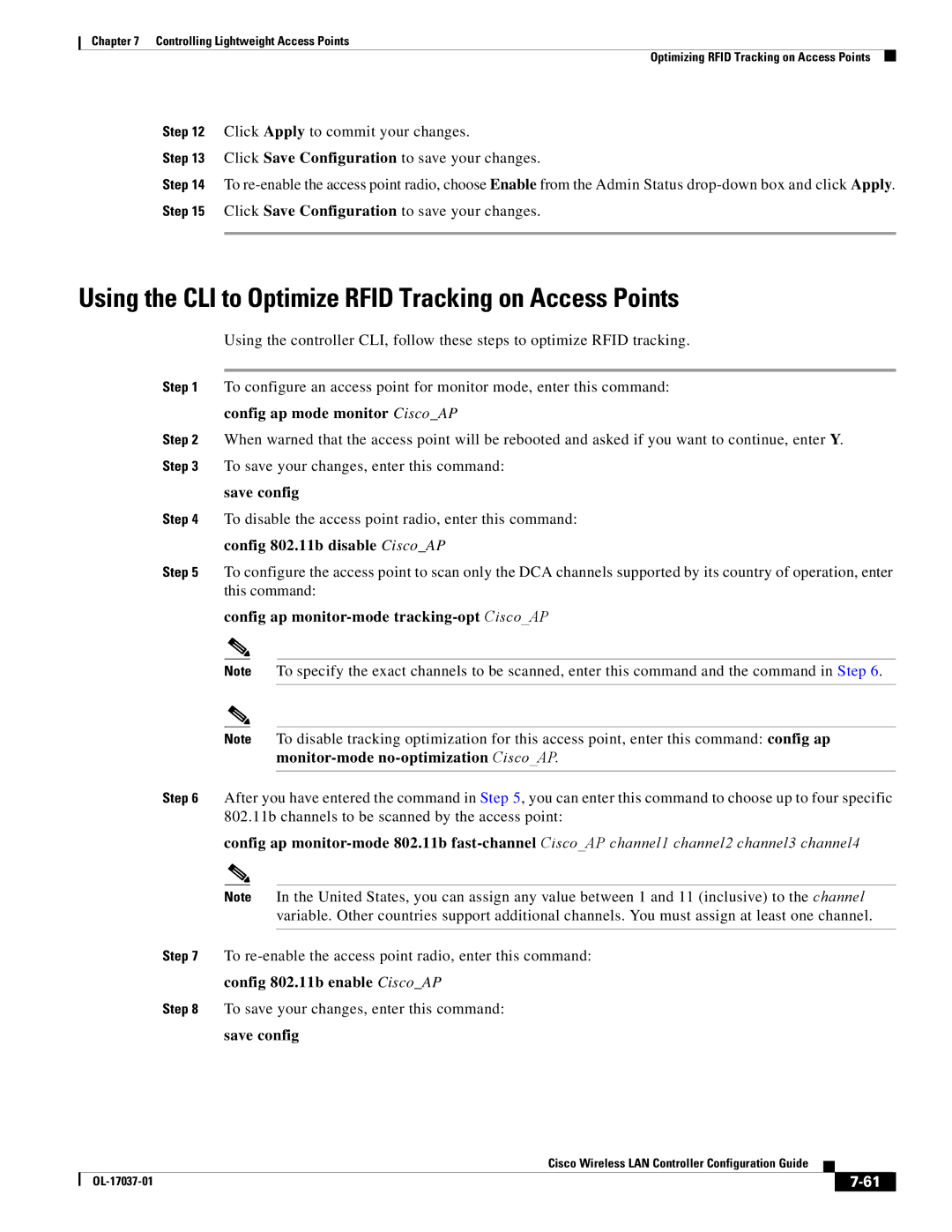 Cisco Systems OL-17037-01 manual Using the CLI to Optimize Rfid Tracking on Access Points, Config 802.11b enable CiscoAP 