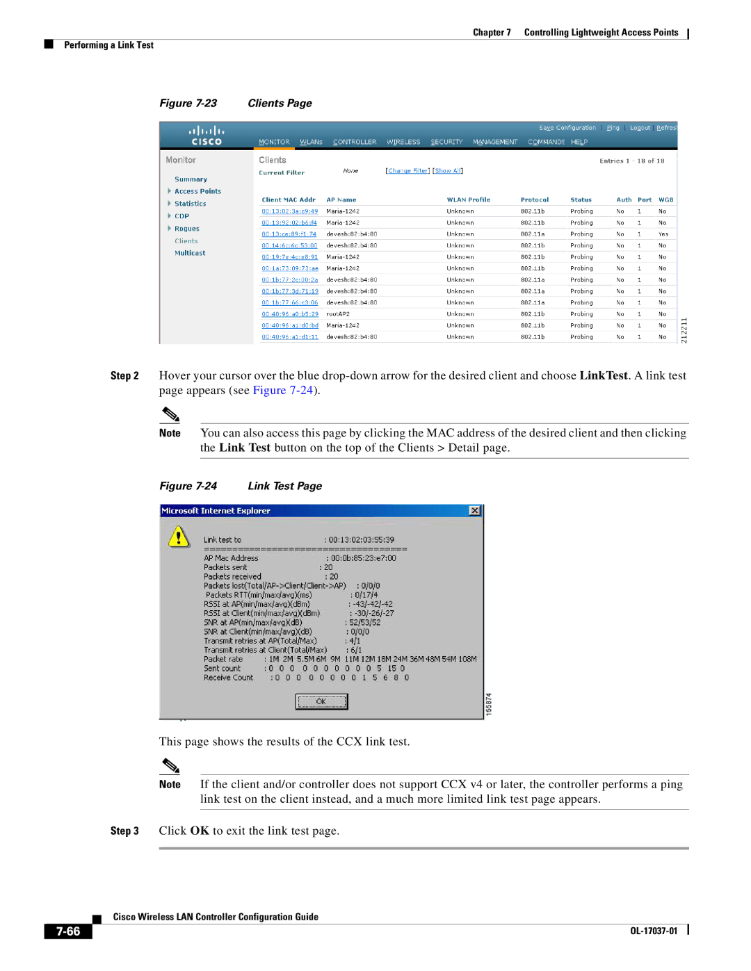 Cisco Systems OL-17037-01 manual Link Test 