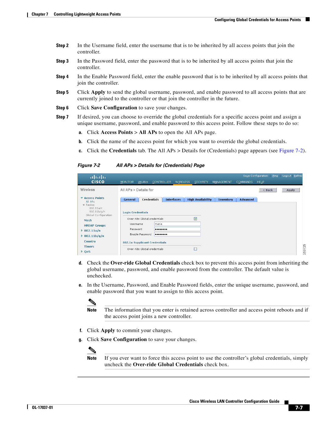 Cisco Systems OL-17037-01 manual All APs Details for Credentials 