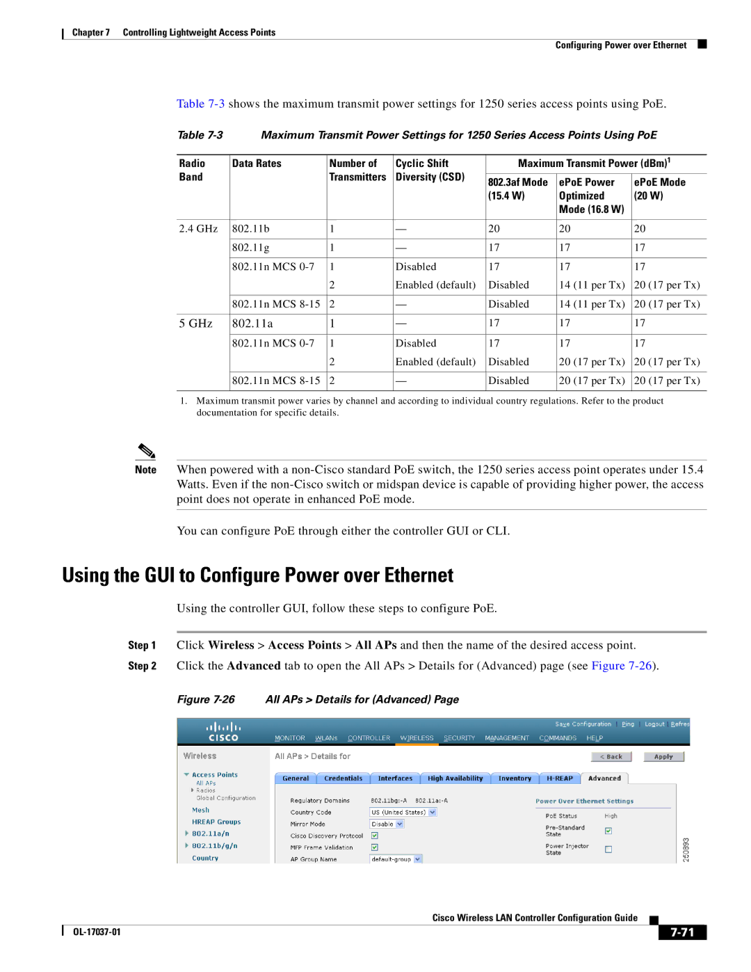 Cisco Systems OL-17037-01 manual Using the GUI to Configure Power over Ethernet, EPoE Power EPoE Mode 15.4 W Optimized 20 W 