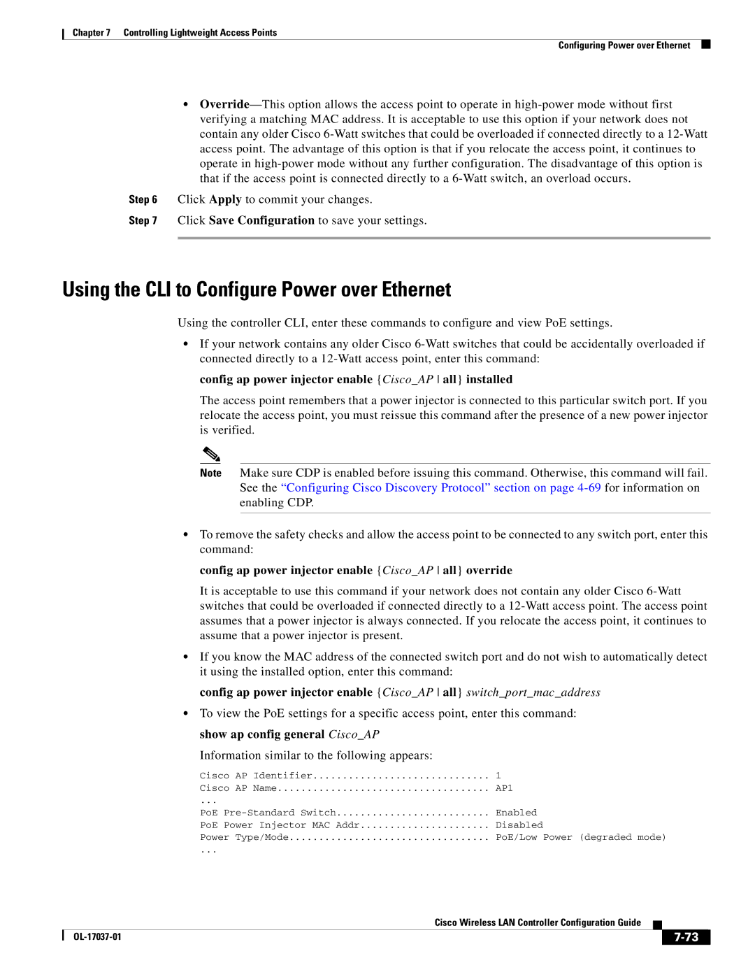 Cisco Systems OL-17037-01 manual Using the CLI to Configure Power over Ethernet 