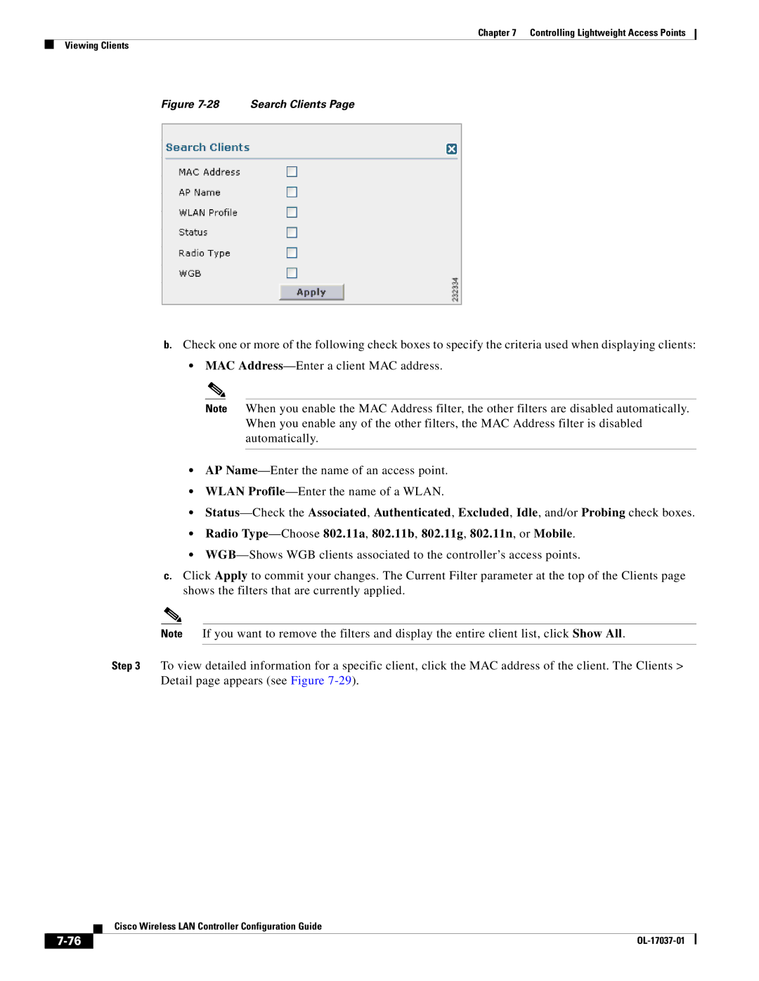 Cisco Systems OL-17037-01 manual Search Clients 