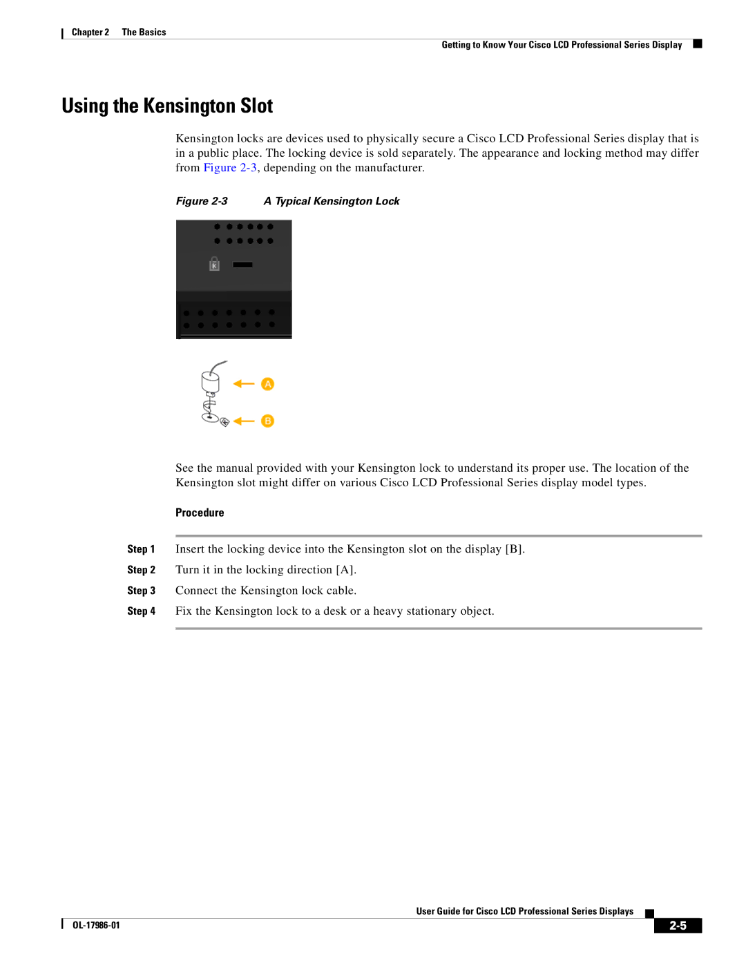 Cisco Systems OL-17986-01 manual Using the Kensington Slot, Procedure 