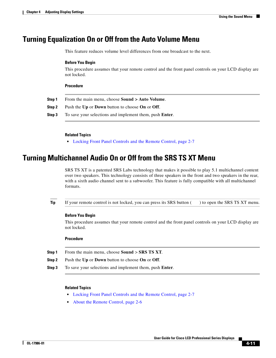 Cisco Systems OL-17986-01 manual Turning Equalization On or Off from the Auto Volume Menu 