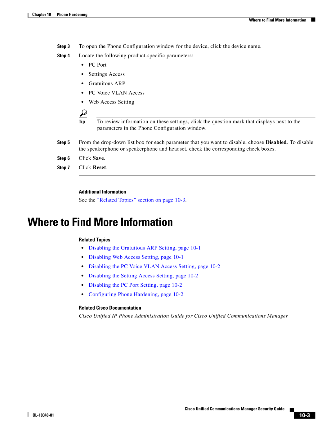 Cisco Systems OL-18348-01 manual Where to Find More Information, Additional Information, Related Topics, 10-3 