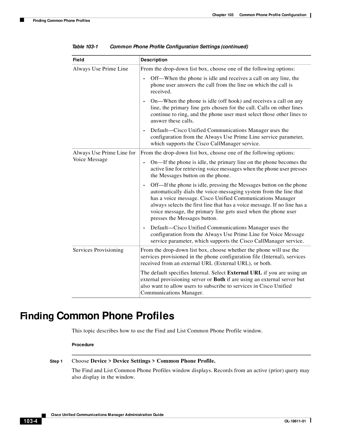 Cisco Systems OL-18611-01 manual Finding Common Phone Profiles, Procedure, 103-4 