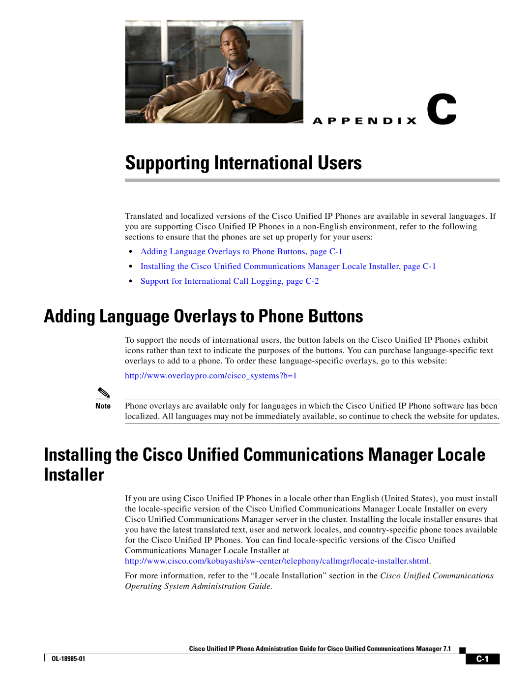 Cisco Systems OL-18985-01 appendix Supporting International Users, Adding Language Overlays to Phone Buttons 