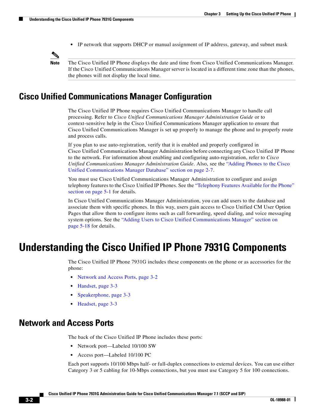 Cisco Systems OL-18988-01 manual Cisco Unified Communications Manager Configuration, Network and Access Ports 