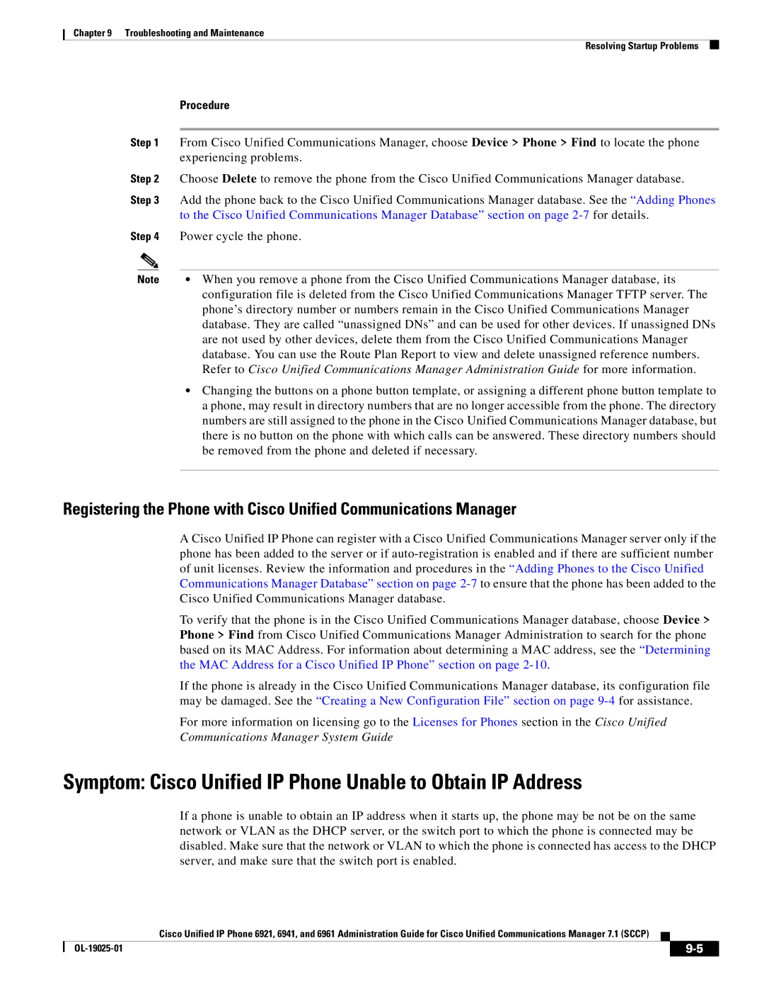 Cisco Systems OL-19025-01 manual Symptom Cisco Unified IP Phone Unable to Obtain IP Address 