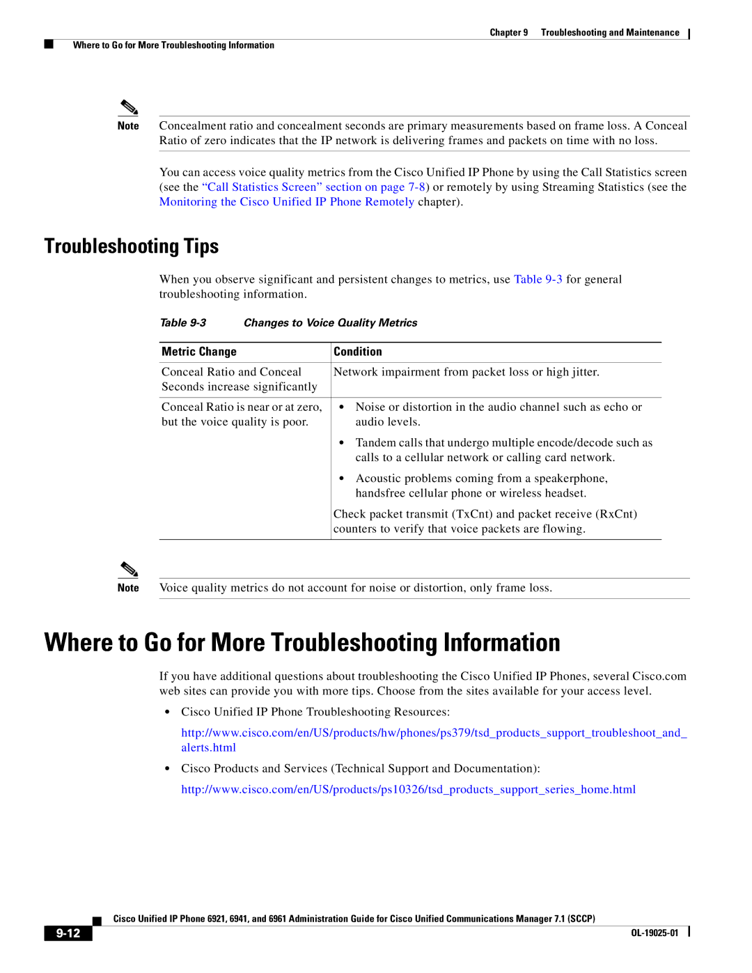 Cisco Systems OL-19025-01 Where to Go for More Troubleshooting Information, Troubleshooting Tips, Metric Change Condition 