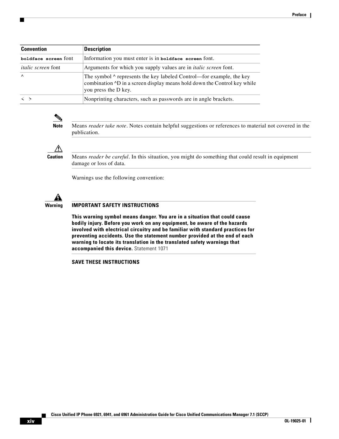 Cisco Systems OL-19025-01 manual Italic screen font 