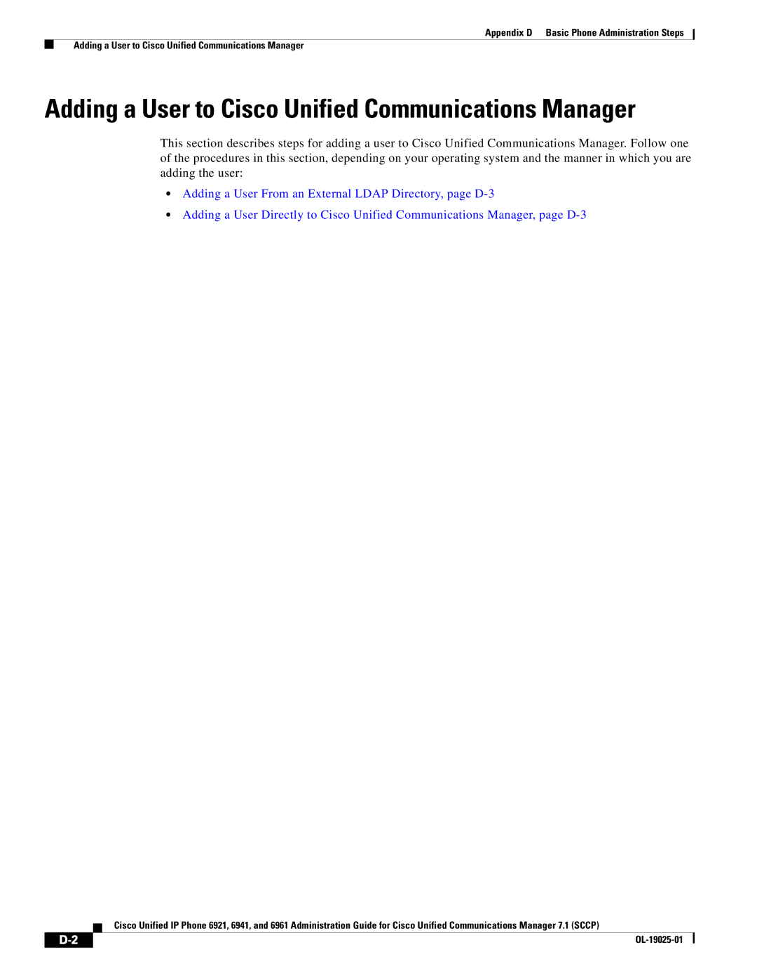 Cisco Systems OL-19025-01 manual Adding a User to Cisco Unified Communications Manager 