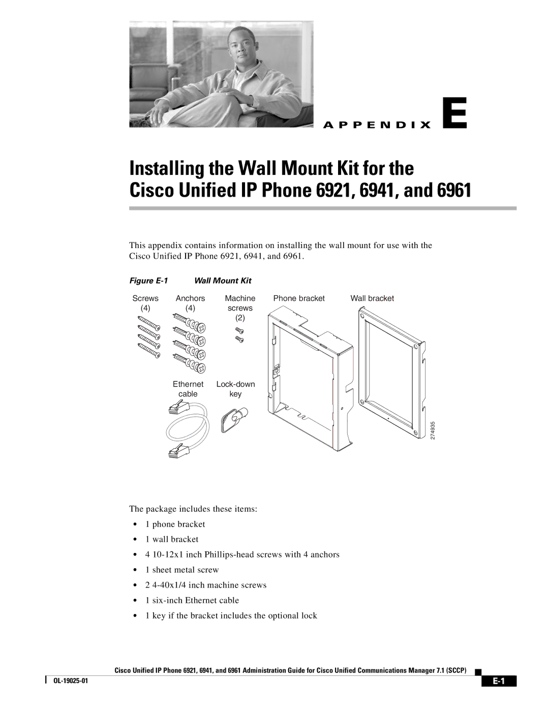 Cisco Systems OL-19025-01 manual Installing the Wall Mount Kit for 