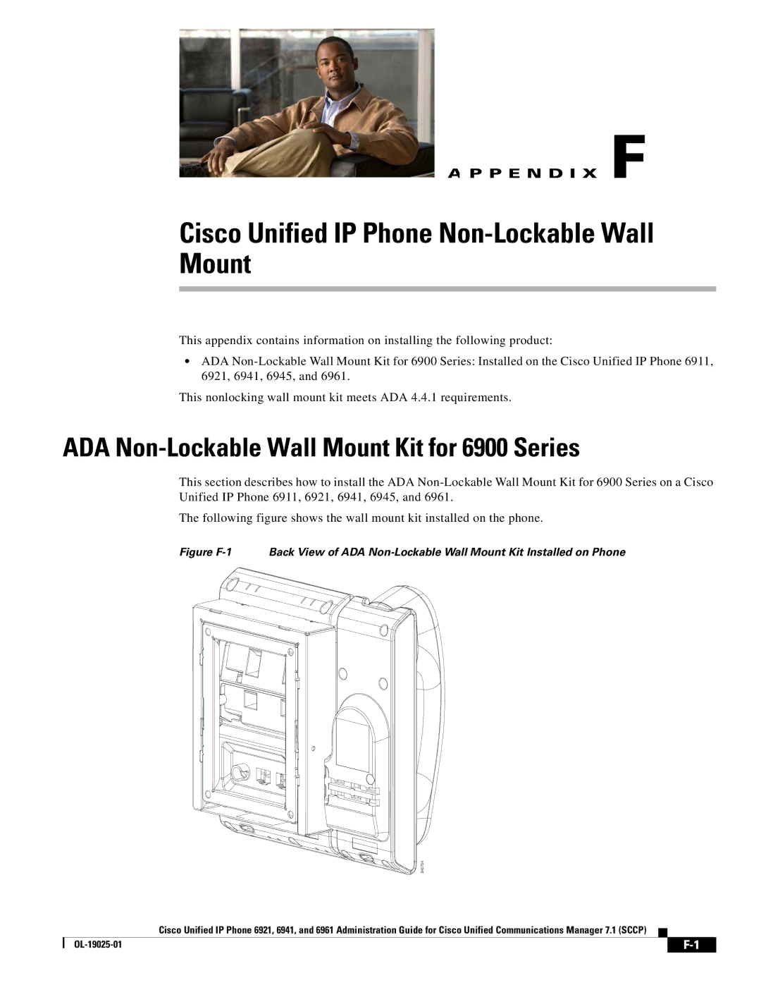 Cisco Systems OL-19025-01 Cisco Unified IP Phone Non-Lockable Wall Mount, ADA Non-Lockable Wall Mount Kit for 6900 Series 