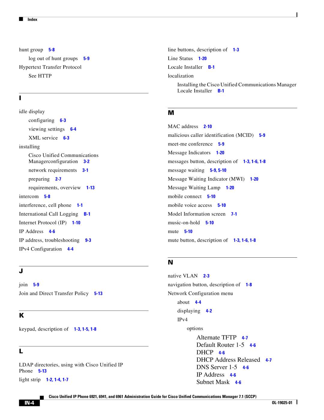 Cisco Systems OL-19025-01 manual IN-4 