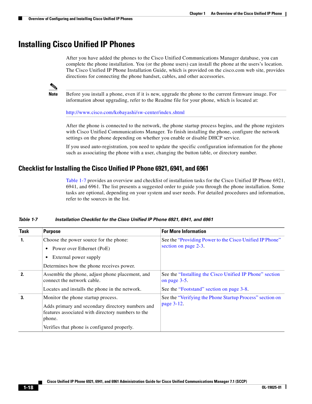 Cisco Systems OL-19025-01 manual Installing Cisco Unified IP Phones 