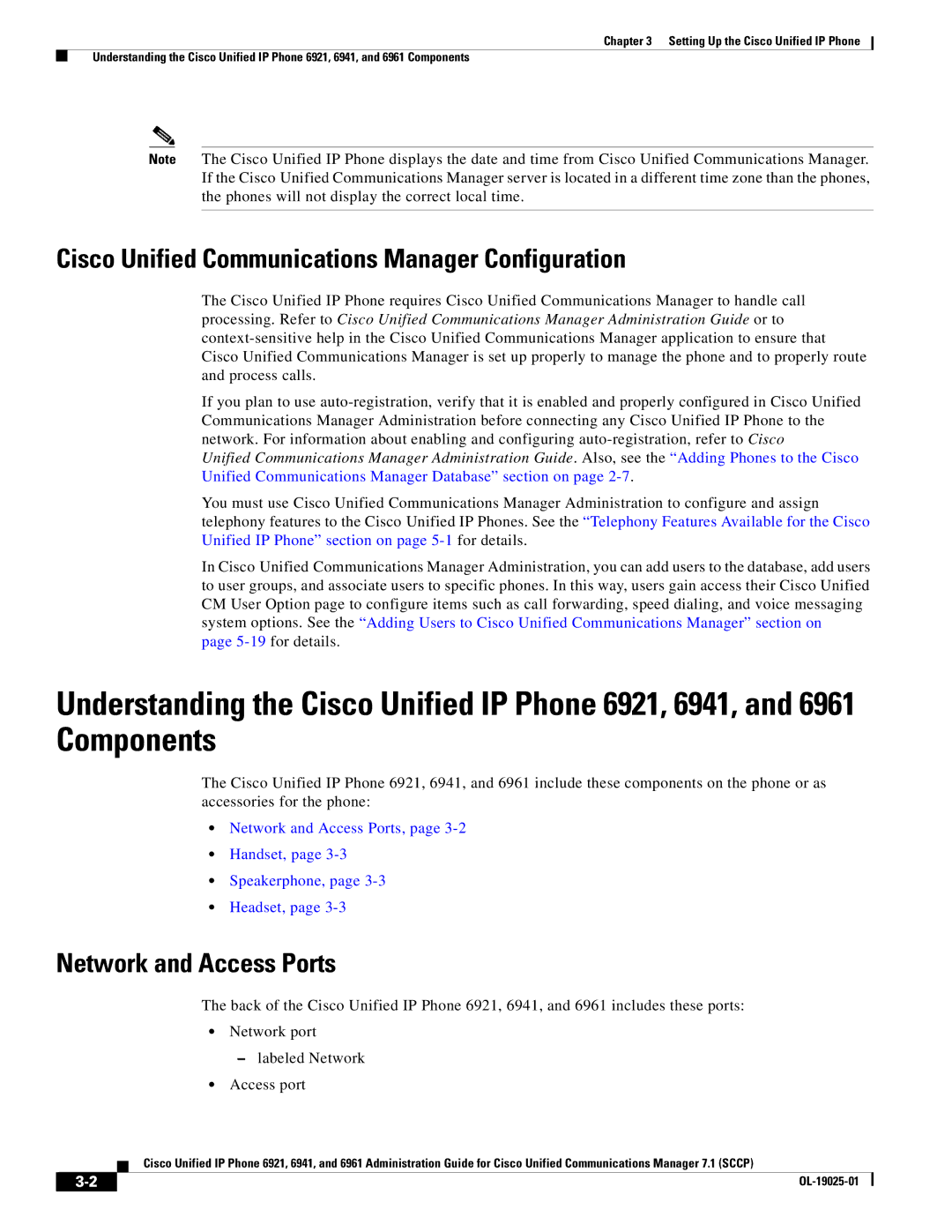 Cisco Systems OL-19025-01 manual Cisco Unified Communications Manager Configuration, Network and Access Ports 