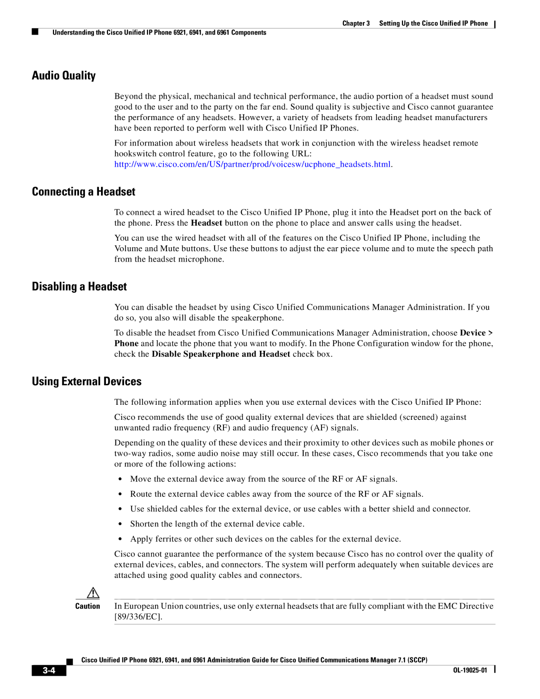 Cisco Systems OL-19025-01 manual Audio Quality 