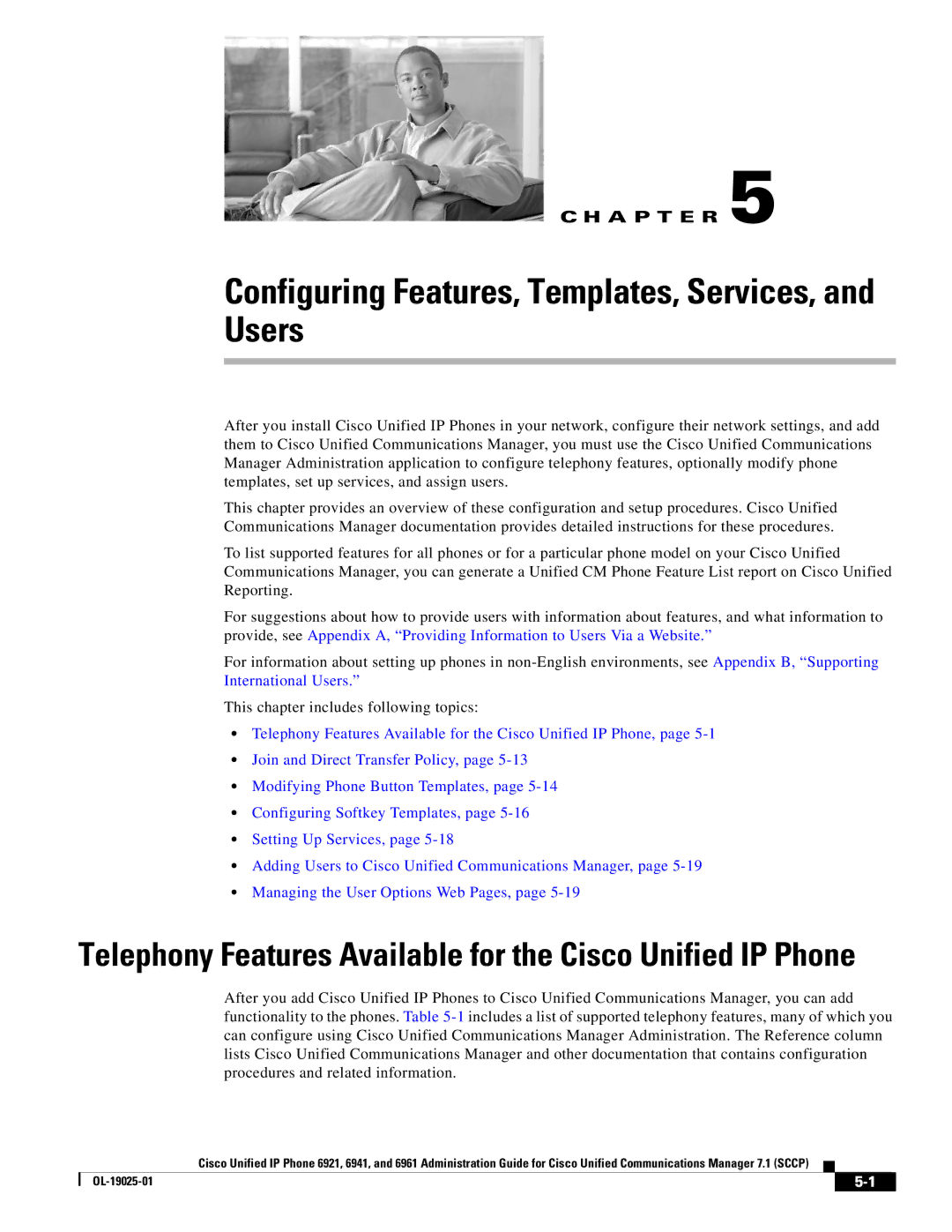 Cisco Systems OL-19025-01 manual Configuring Features, Templates, Services, and Users 