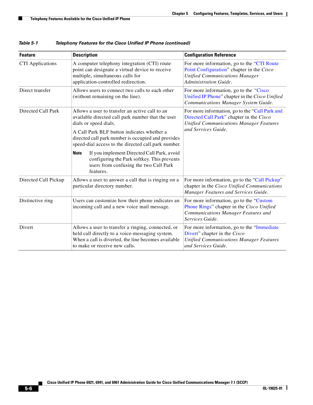 Cisco Systems OL-19025-01 manual Point Configuration chapter in the Cisco, Unified Communications Manager 