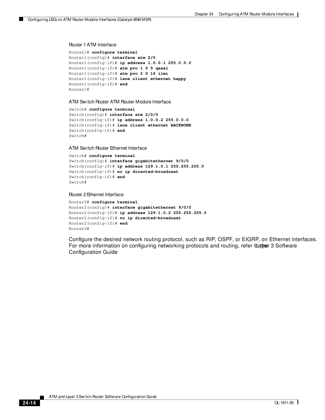 Cisco Systems OL-1911-05 manual ATM Switch Router Ethernet Interface, Router 2 Ethernet Interface, 24-14 