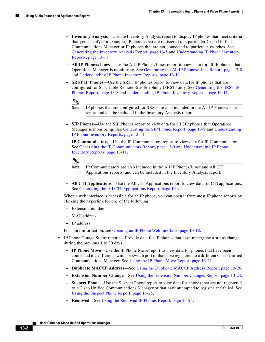 Cisco Systems OL-19470-01 manual Removed-SeeUsing the Removed IP Phones Report, 13-2 