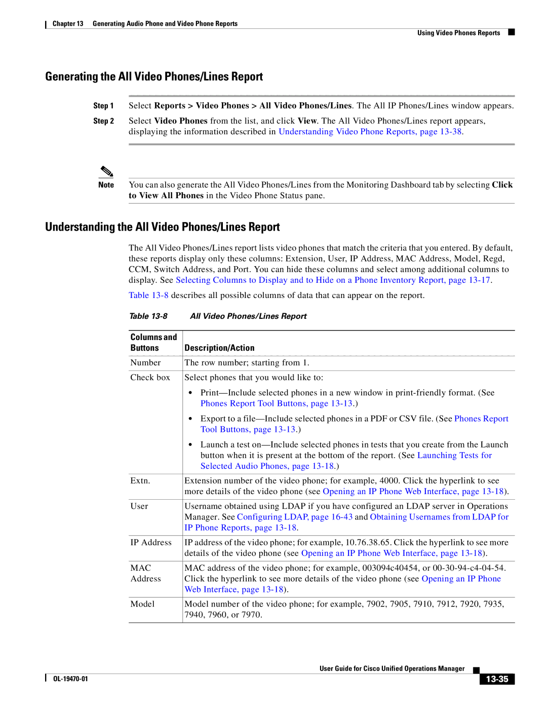 Cisco Systems OL-19470-01 Generating the All Video Phones/Lines Report, Understanding the All Video Phones/Lines Report 