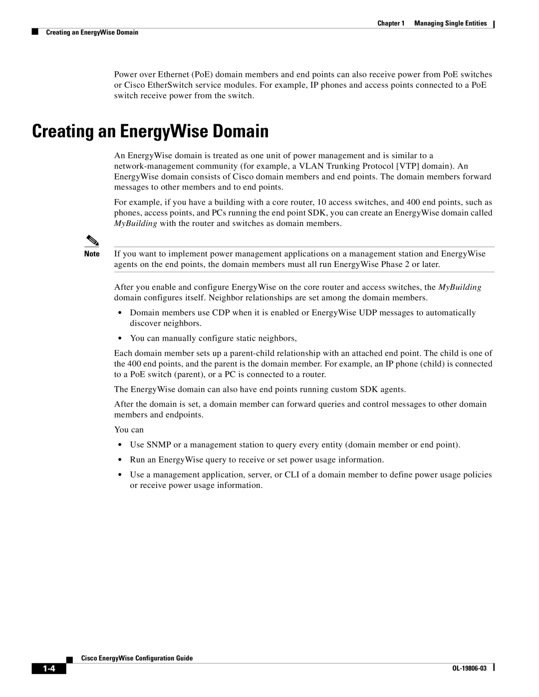 Cisco Systems OL-19806-03 manual Creating an EnergyWise Domain 