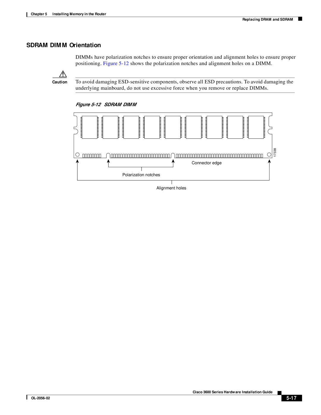 Cisco Systems OL-2056-02 manual Sdram Dimm Orientation 