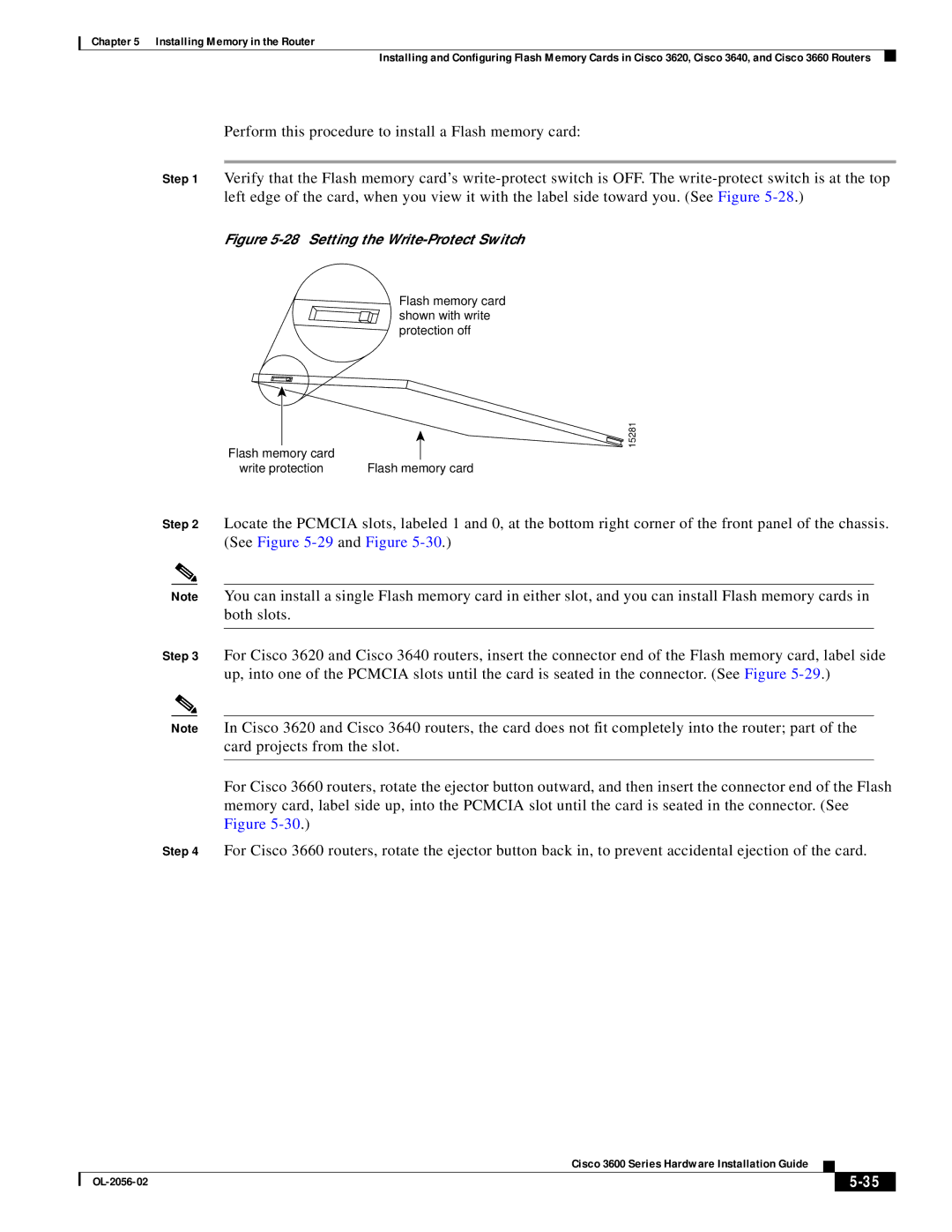 Cisco Systems OL-2056-02 manual Setting the Write-Protect Switch 