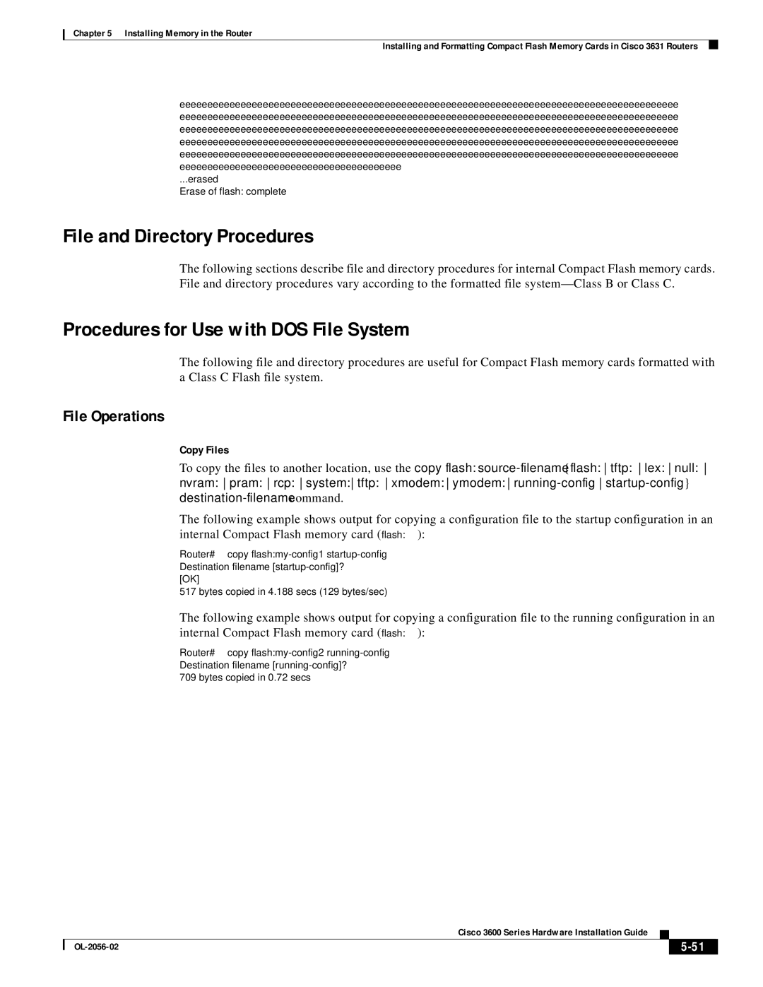 Cisco Systems OL-2056-02 manual File and Directory Procedures, Procedures for Use with DOS File System, File Operations 