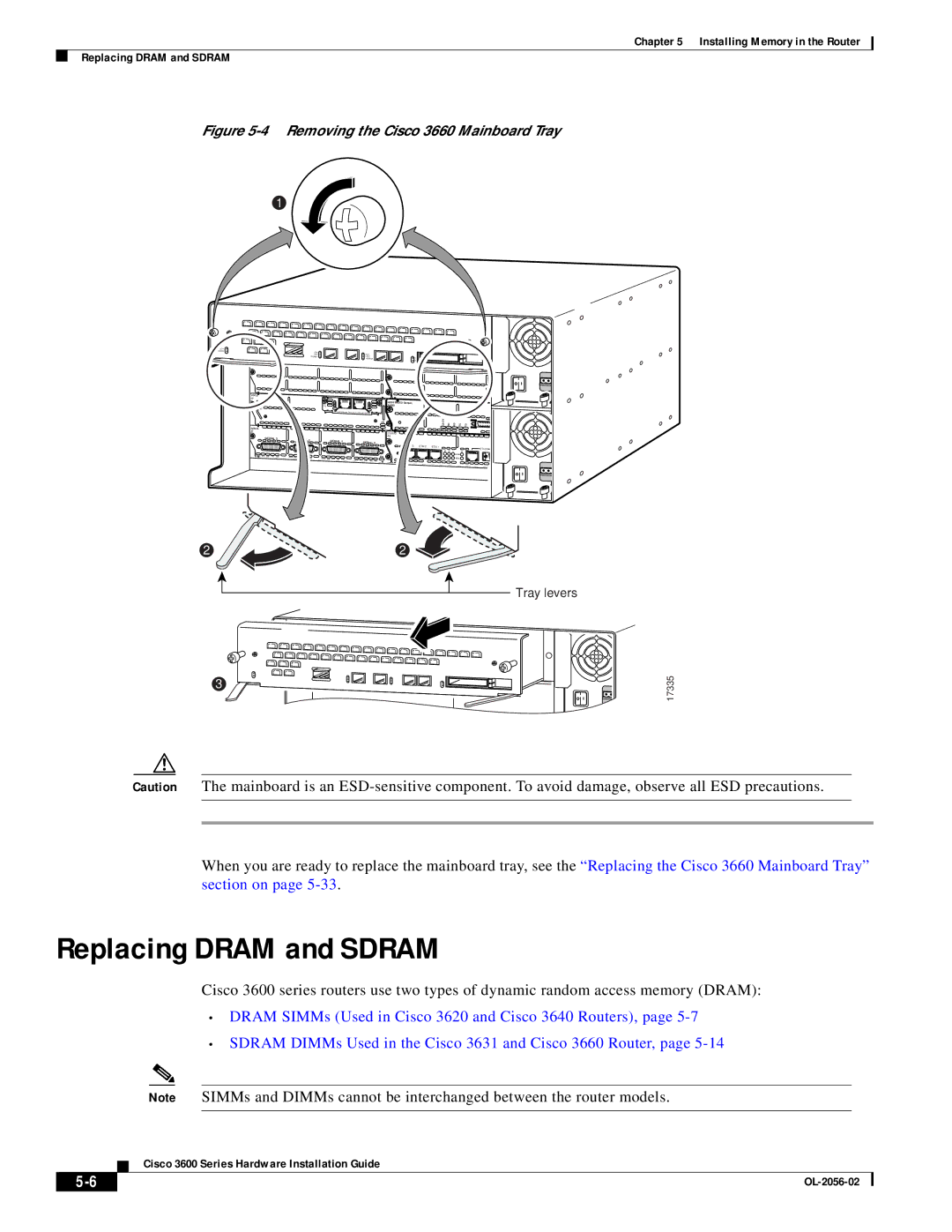 Cisco Systems OL-2056-02 manual Replacing Dram and Sdram 