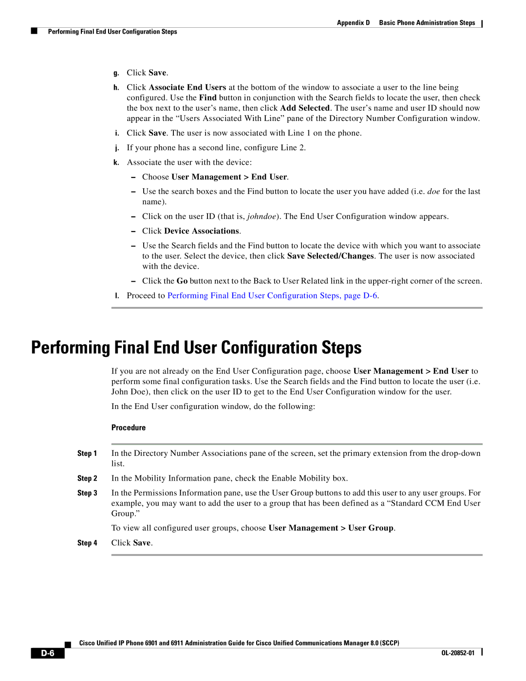 Cisco Systems OL-20852-01 appendix Performing Final End User Configuration Steps, Click Device Associations 