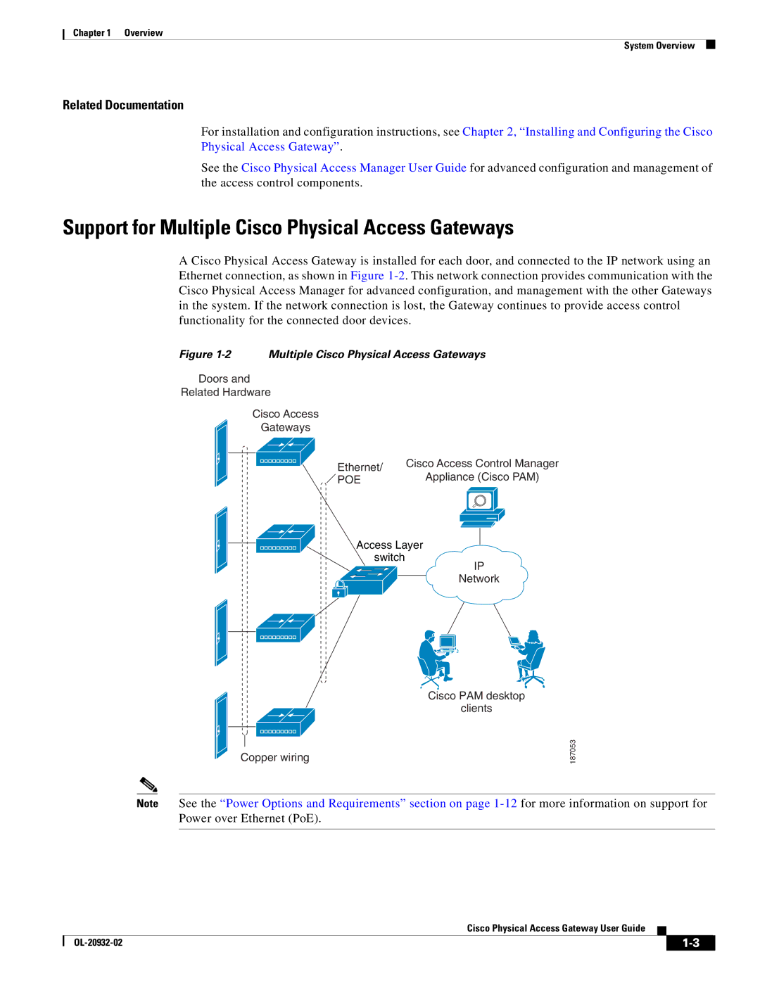 Cisco Systems OL-20932-02 manual Support for Multiple Cisco Physical Access Gateways, Related Documentation 