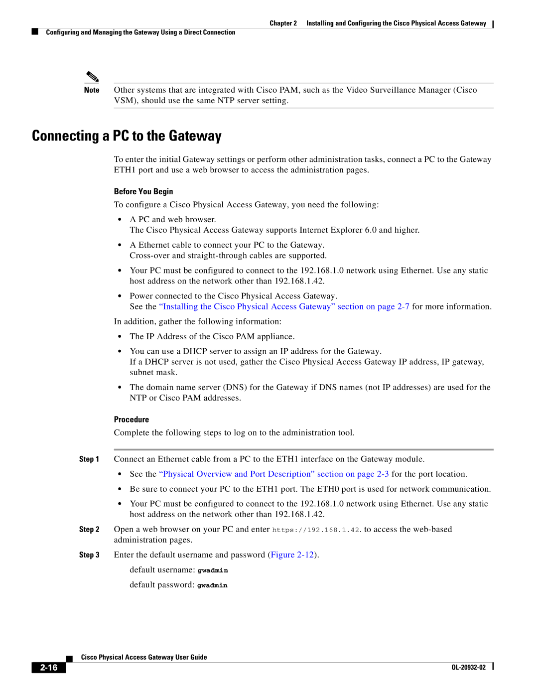 Cisco Systems OL-20932-02 manual Connecting a PC to the Gateway, Before You Begin 