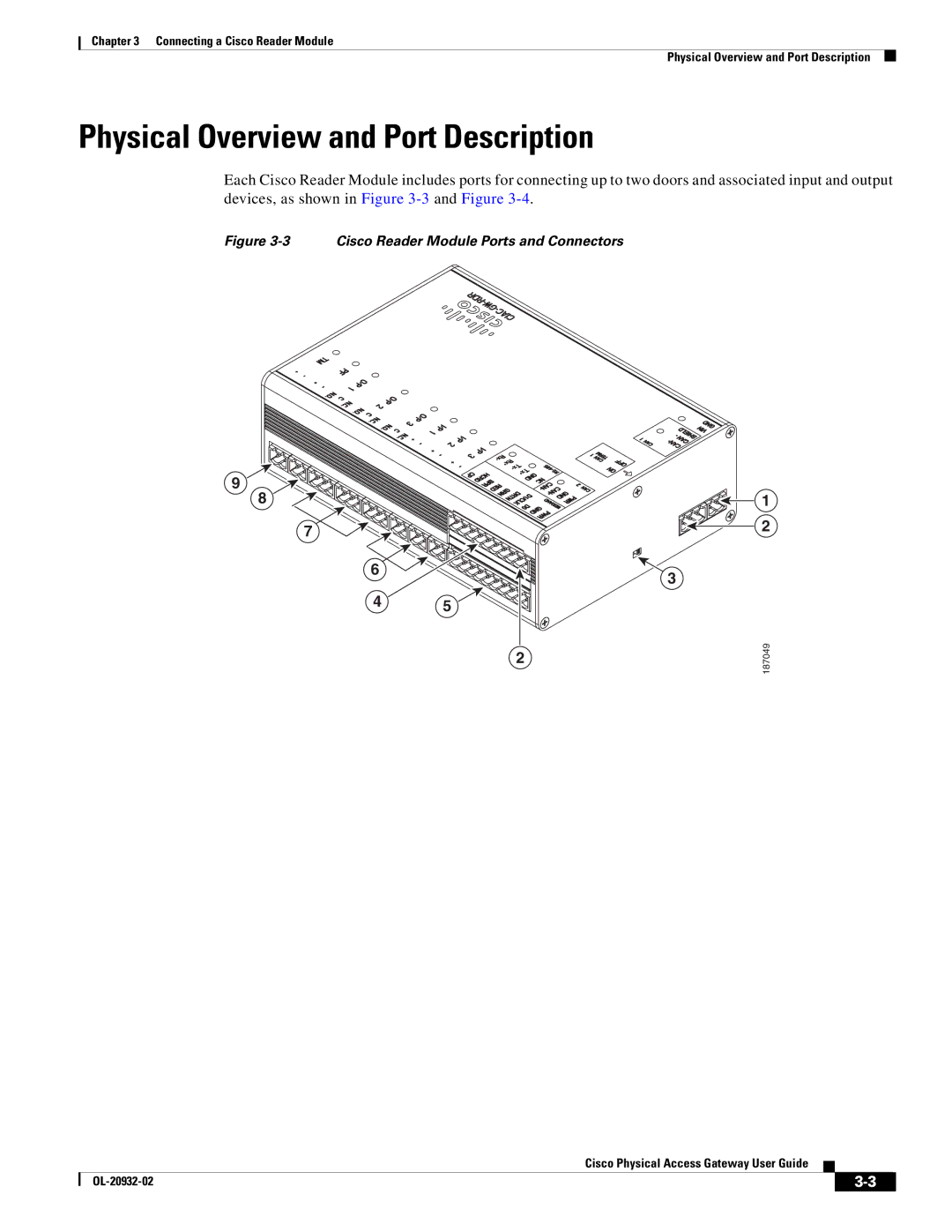 Cisco Systems OL-20932-02 manual Cisco Reader Module Ports and Connectors 