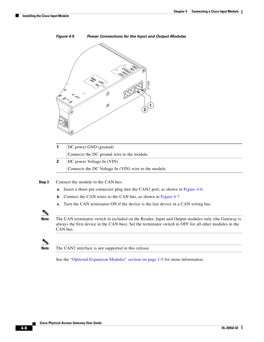 Cisco Systems OL-20932-02 manual Power Connections for the Input and Output Modules 