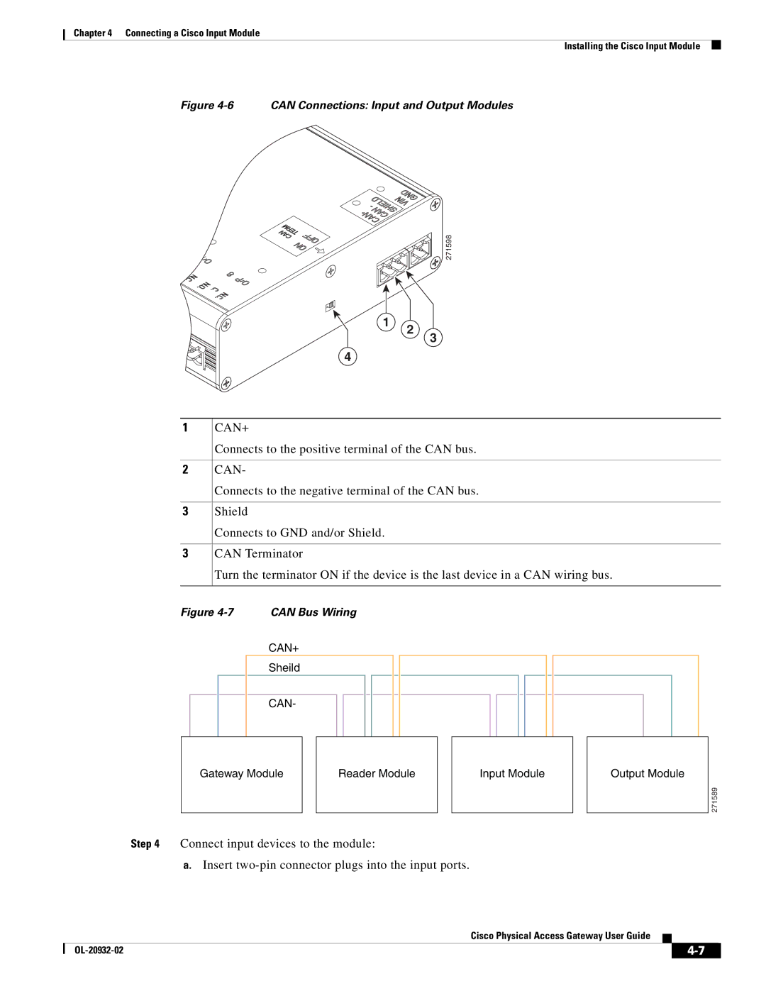 Cisco Systems OL-20932-02 manual Can Connections Input and Output Modules 