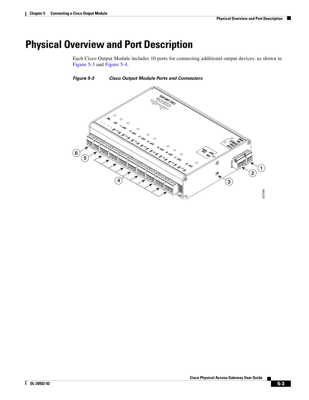 Cisco Systems OL-20932-02 manual Cisco Output Module Ports and Connectors 