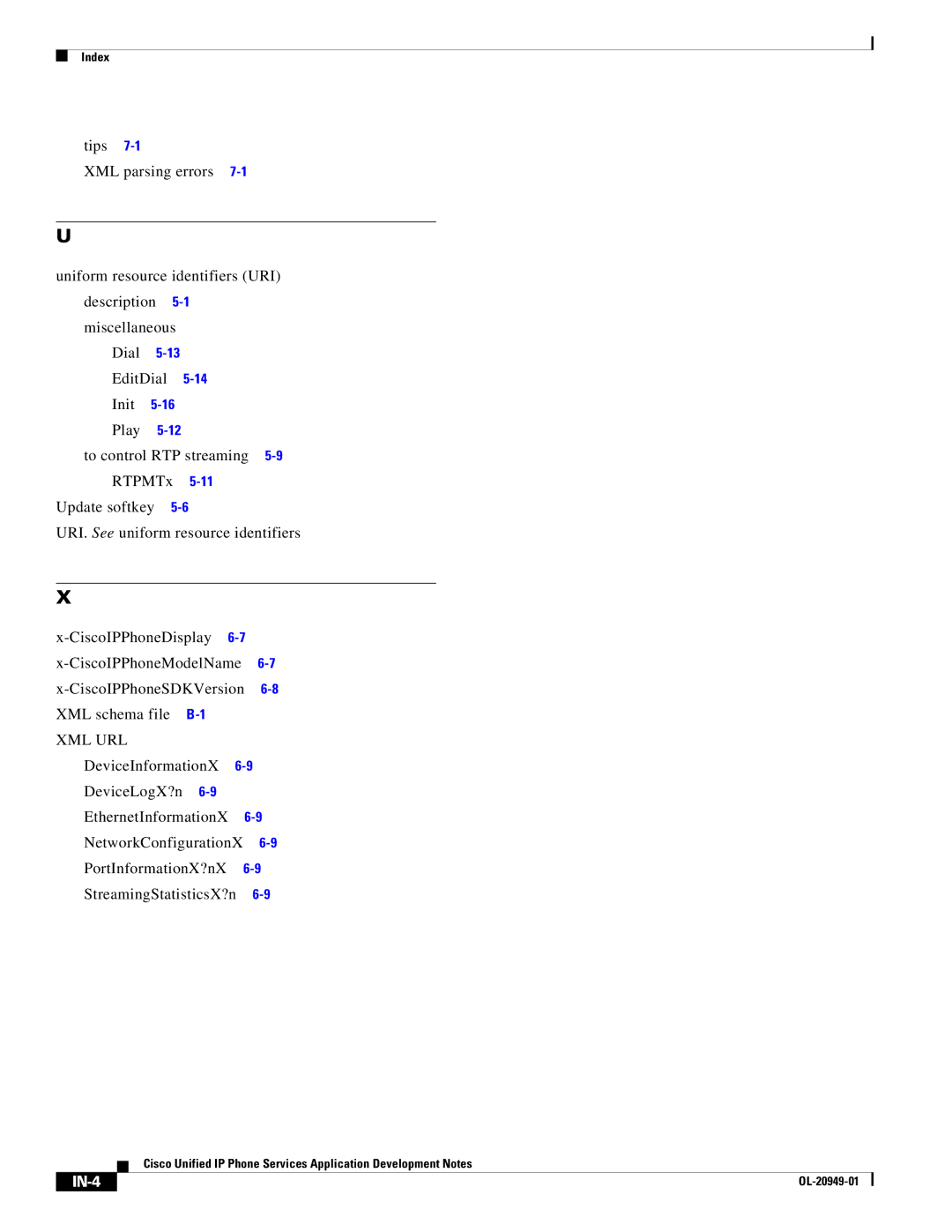 Cisco Systems OL-20949-01 manual Xml Url, IN-4 