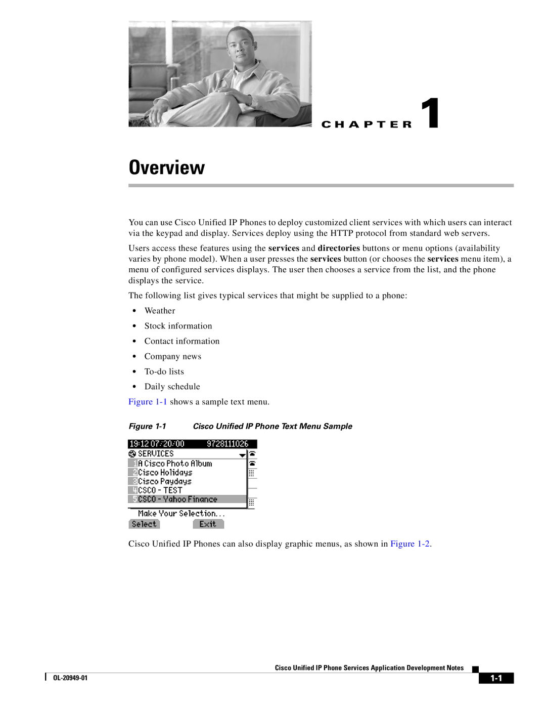 Cisco Systems OL-20949-01 manual Overview, 1shows a sample text menu 