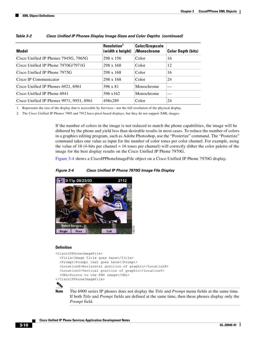 Cisco Systems OL-20949-01 manual Monochrome, Cisco Unified IP Phone 7970G Image File Display 